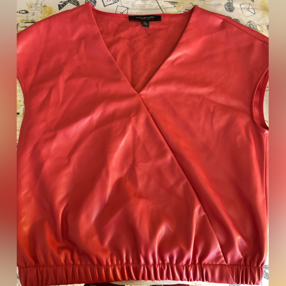 Marc New York Coral Pink Leather Top